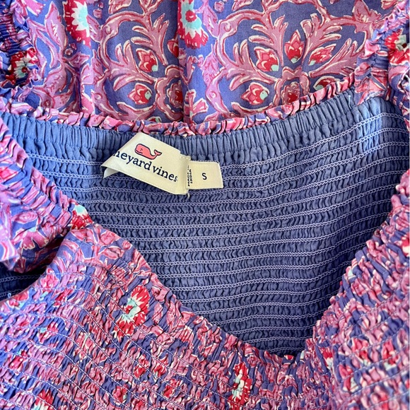 Vineyard Vines Cotton Smocked Katama Tile Dress Size S - Picture 3 of 5